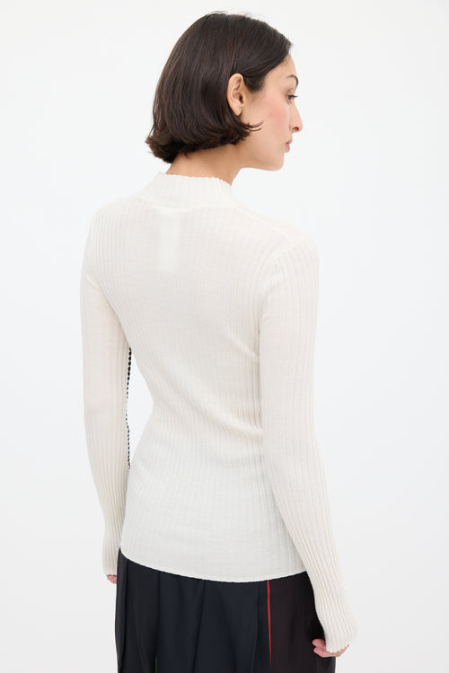 Chloé Cream & Multicolour Crochet Stripe Top