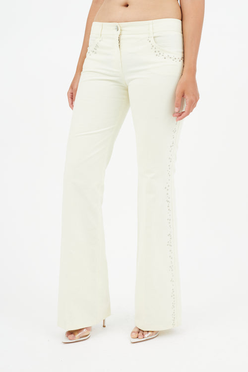 Chloé Cream Studded Flare Trouser