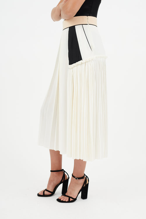 Chloé Cream & Multicolour Pleated Silk Skirt