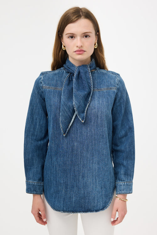 Chloé Denim Tie Collar Blouse