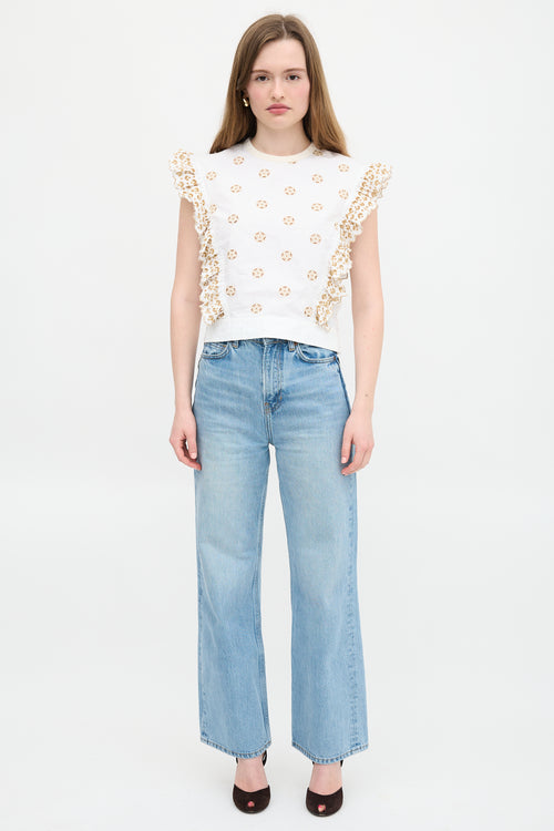 Chloé Embroidered Ruffle Blouse