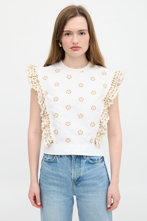 Chloé Embroidered Ruffle Blouse