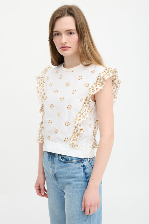 Chloé Embroidered Ruffle Blouse