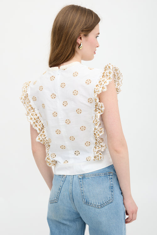Chloé Embroidered Ruffle Blouse