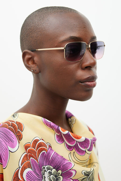 Chloé Gold & Pink 49S Aviator Sunglasses