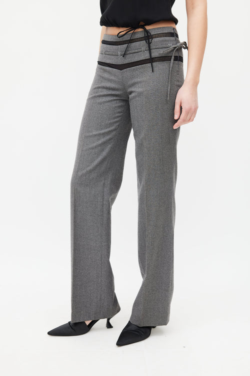Chloé Grey & Black Wool Tie Trouser