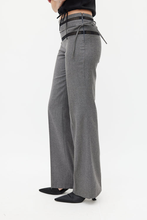 Chloé Grey & Black Wool Tie Trouser