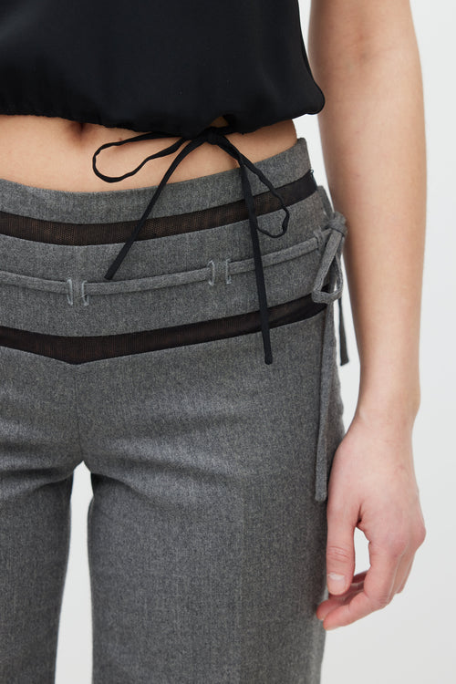 Chloé Grey & Black Wool Tie Trouser