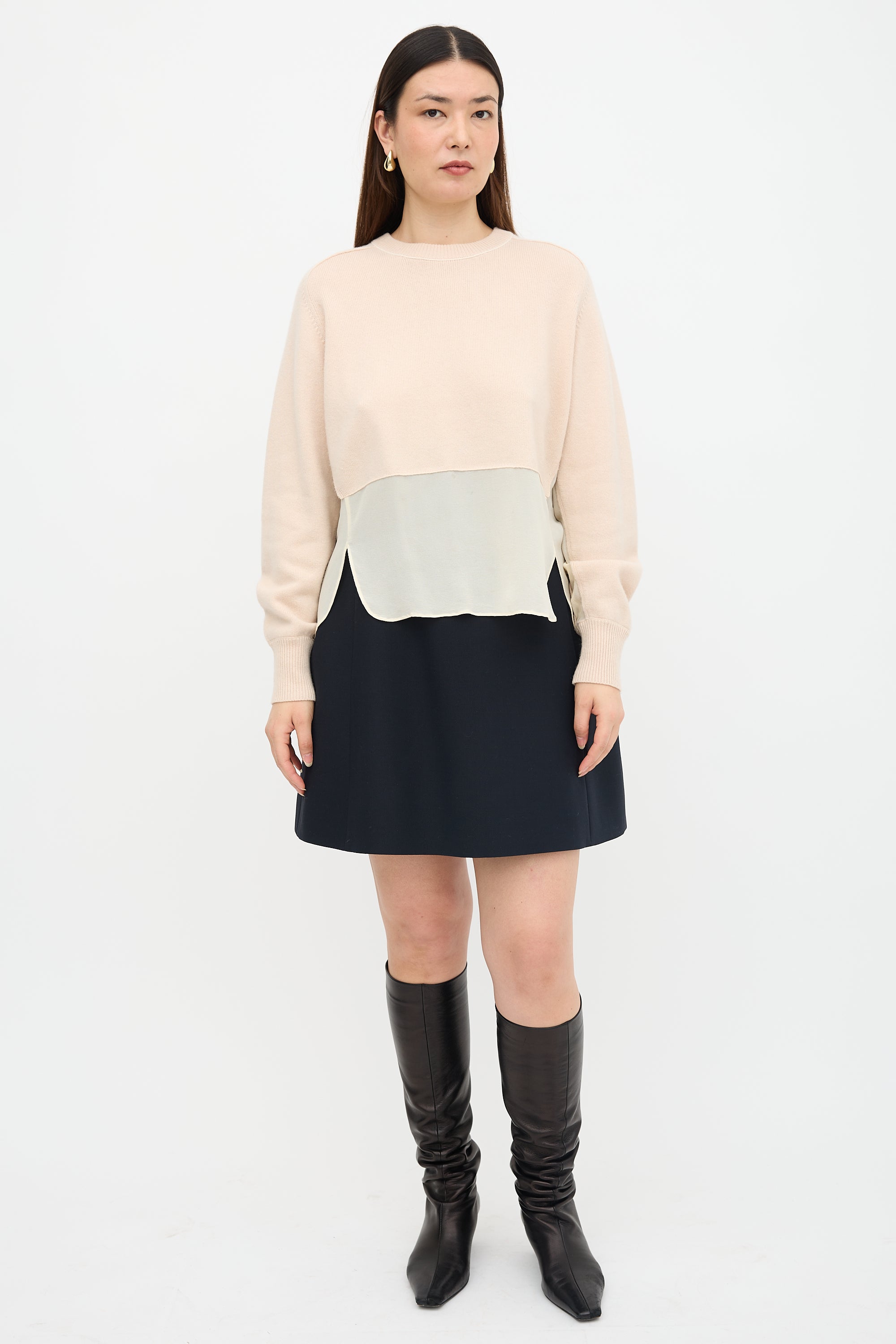 Chloé Knit & Sheer Panelled Sweater