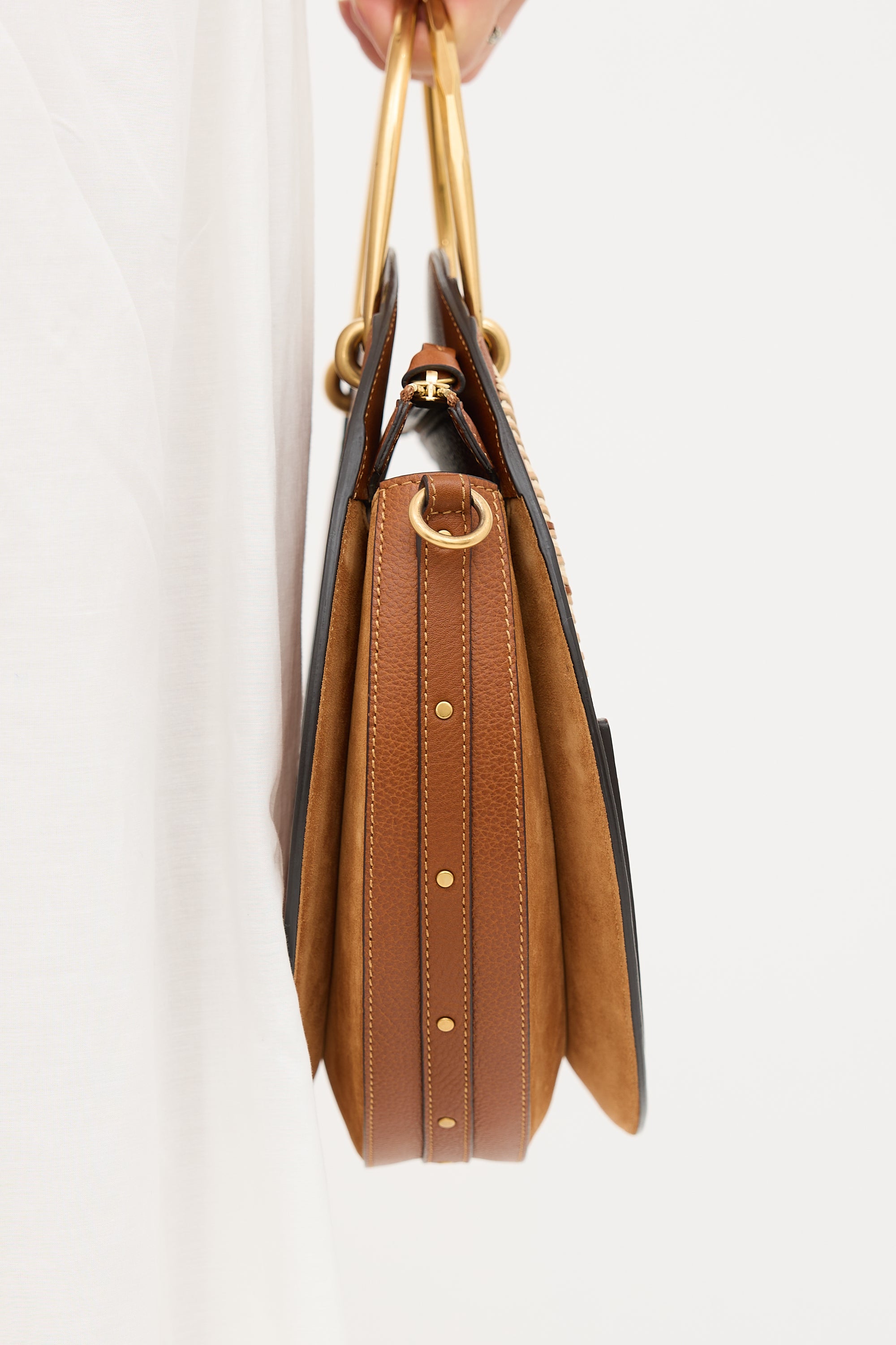 Chloé Leather & Raffia Pixie Crossbody Bag