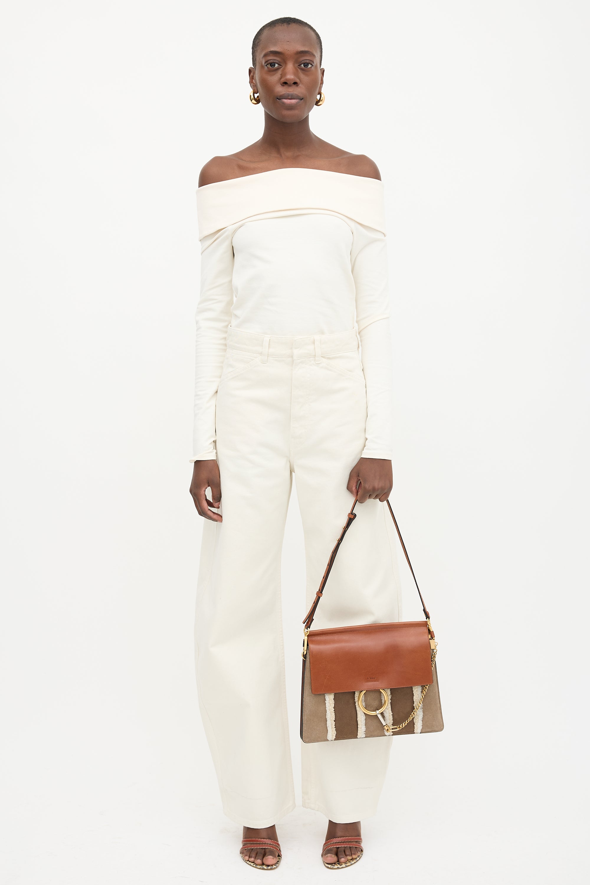 Chloé Leather & Shearling Medium Faye Bag