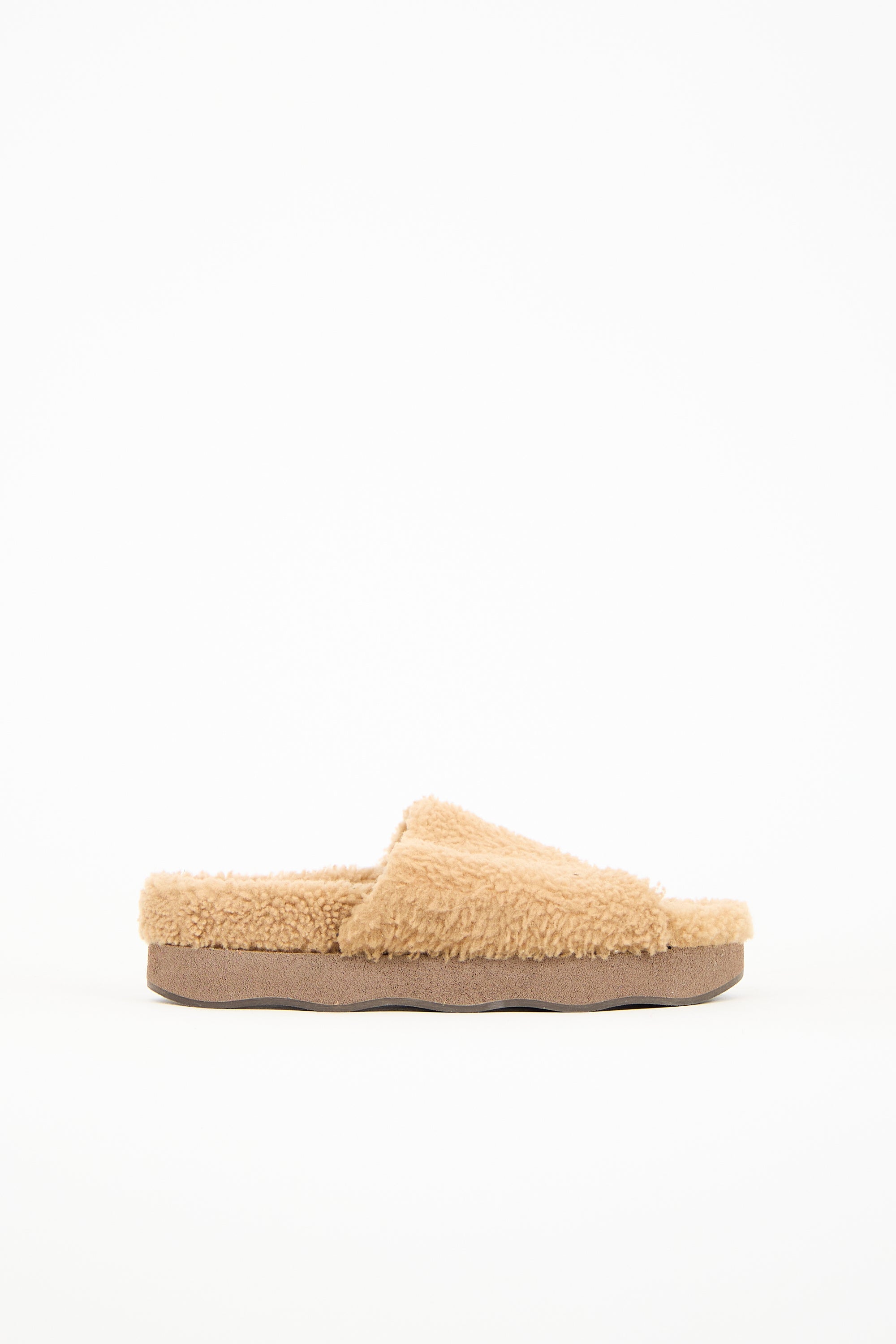 Chloé Leather & Shearling Wavy Slide