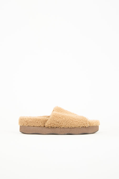 Chloé Leather & Shearling Wavy Slide