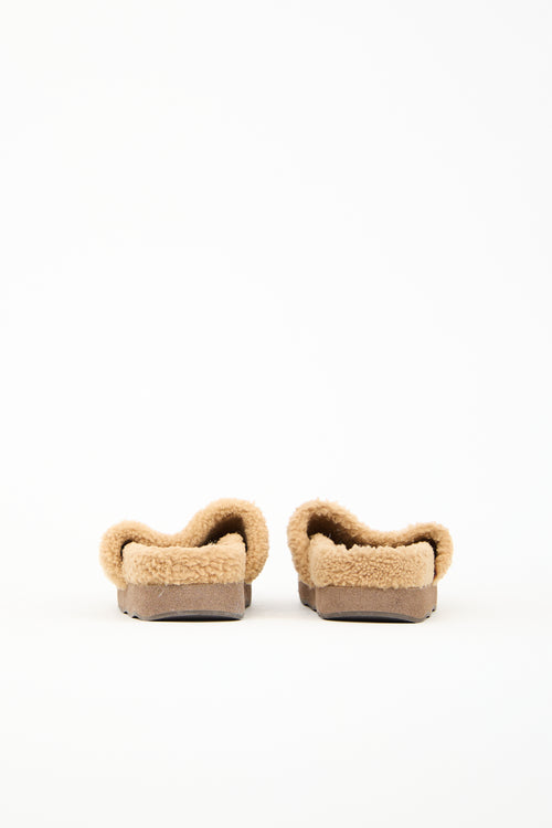 Chloé Leather & Shearling Wavy Slide