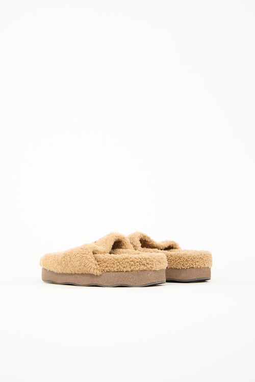 Chloé Leather & Shearling Wavy Slide