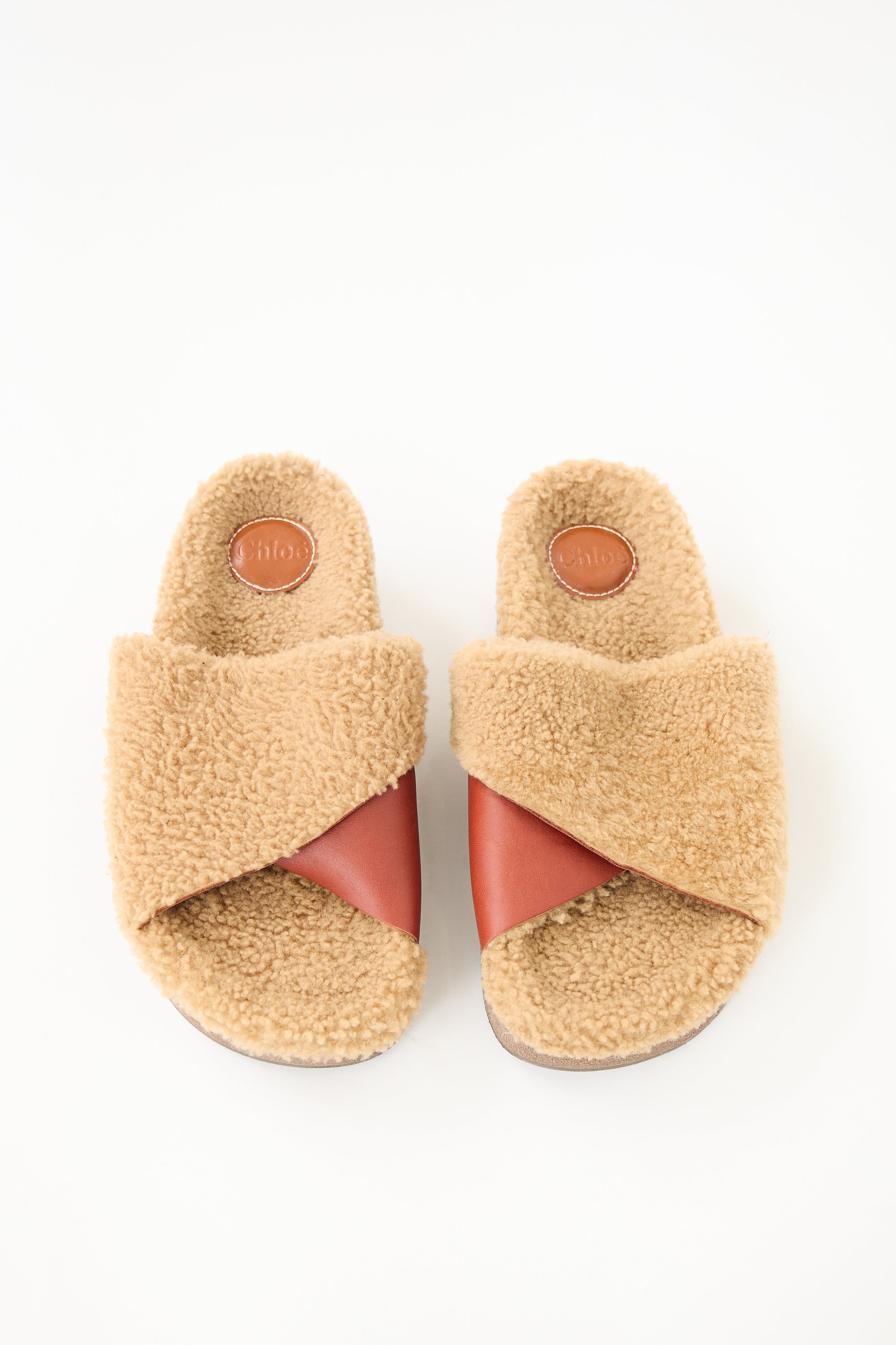 Chloé Leather & Shearling Wavy Slide