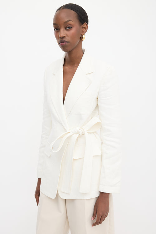 Chloé Linen Bedford Cord Wrap Blazer