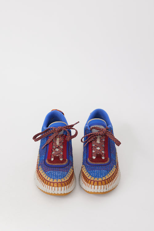 Chloé Blue & Multicolour Woven Nama Sneaker