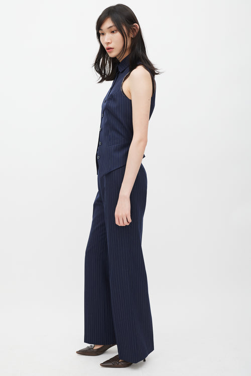 Chloé Navy Pinstripe Cutout Back Vest & Pant Suit