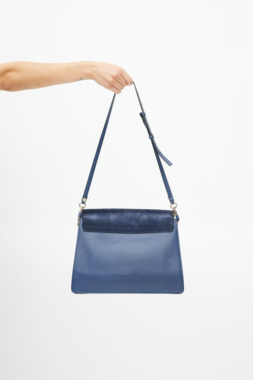 Chloé Navy Leather & Suede Faye Shoulder Bag