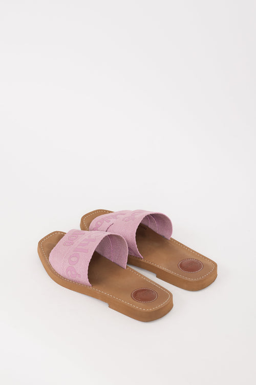 Chloé Brown & Pink Woody Logo Slide
