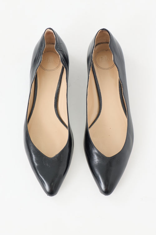 Chloé Leather Scalloped Flat