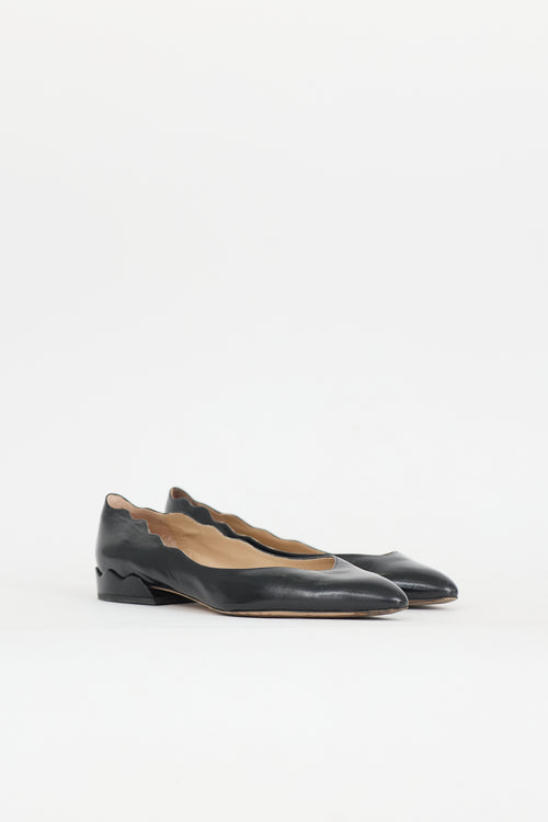 Chloé Leather Scalloped Flat