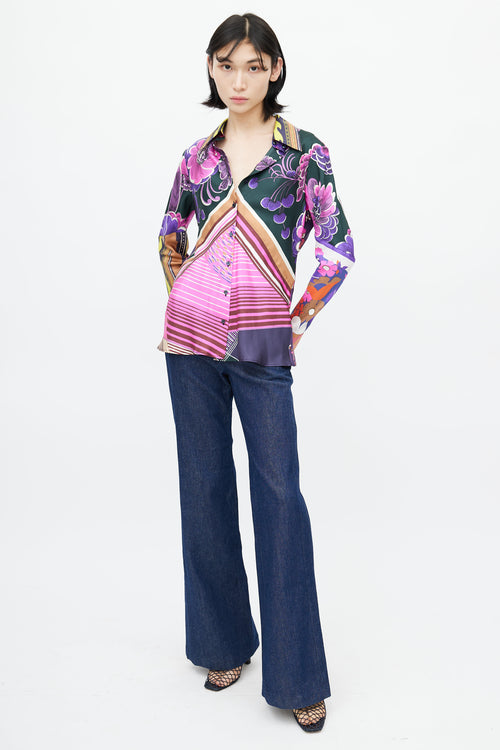Chloé Purple & Multi Silk Floral Shirt
