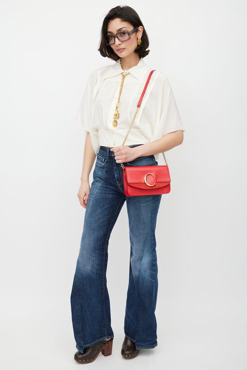 Chloé Red & Gold Leather C Bag