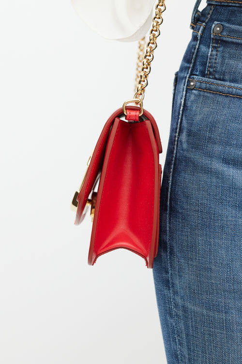 Chloé Red & Gold Leather C Bag