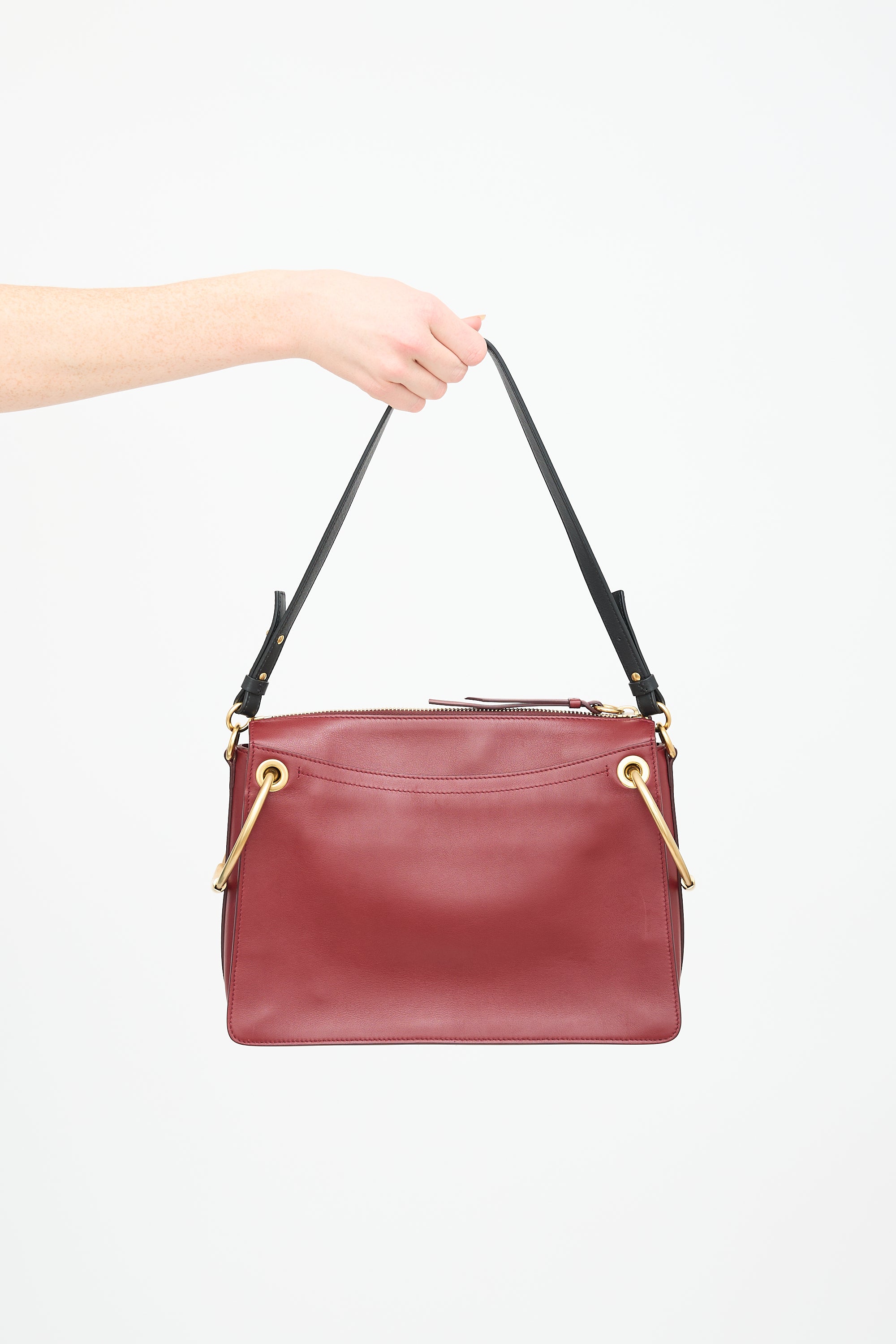 Chloé Red Leather & Suede Medium Roy Crossbody Bag