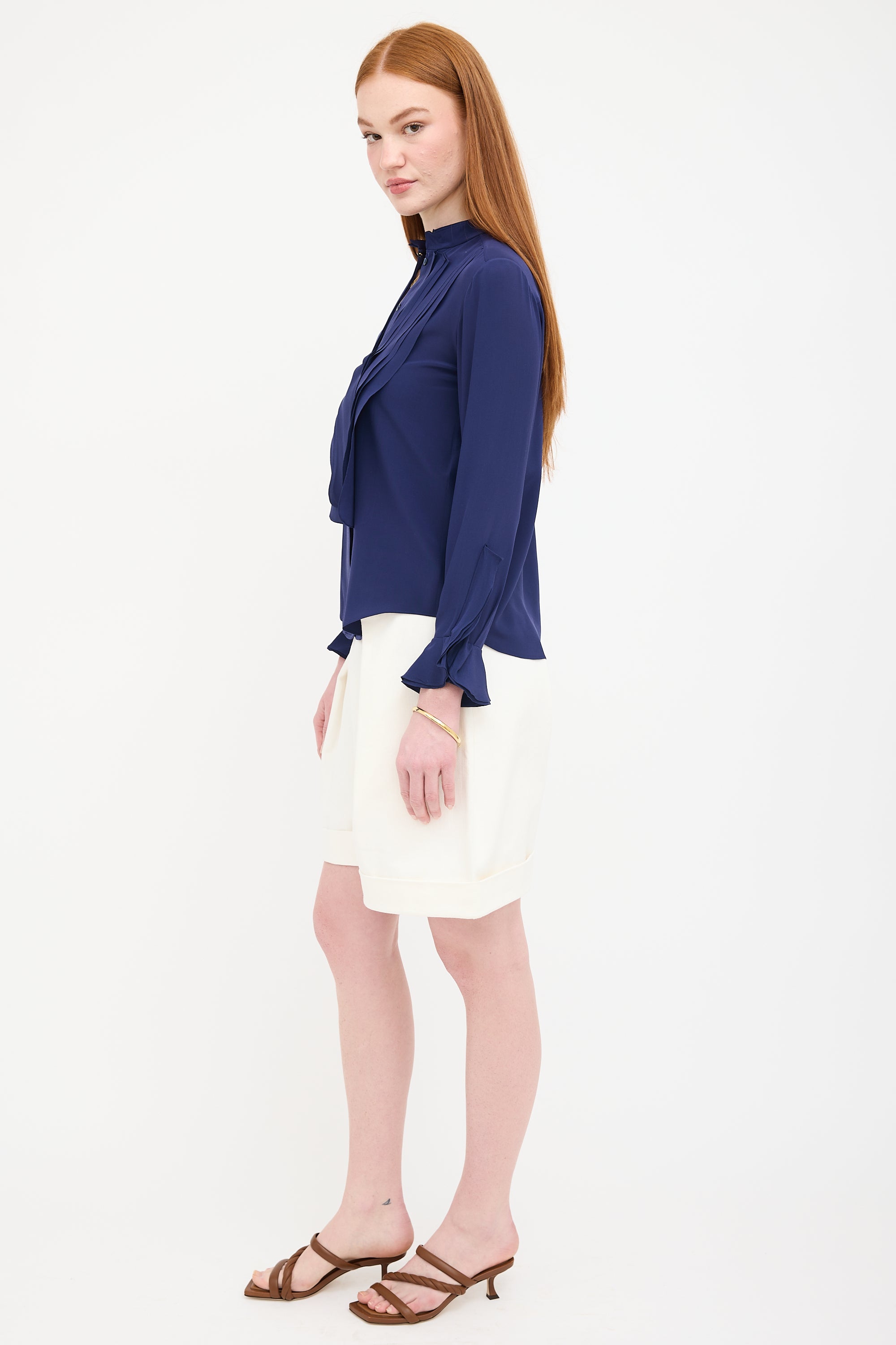 Chloé Silk Pleated Placket Blouse