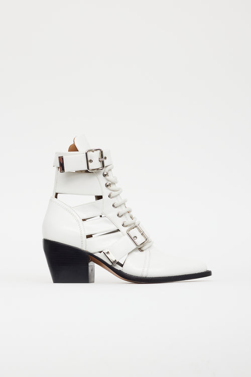 Chloé White Leather Rylee Lace Up Boot