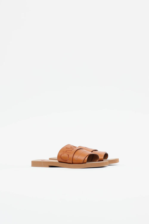 Chloé Woody Leather Logo Slide
