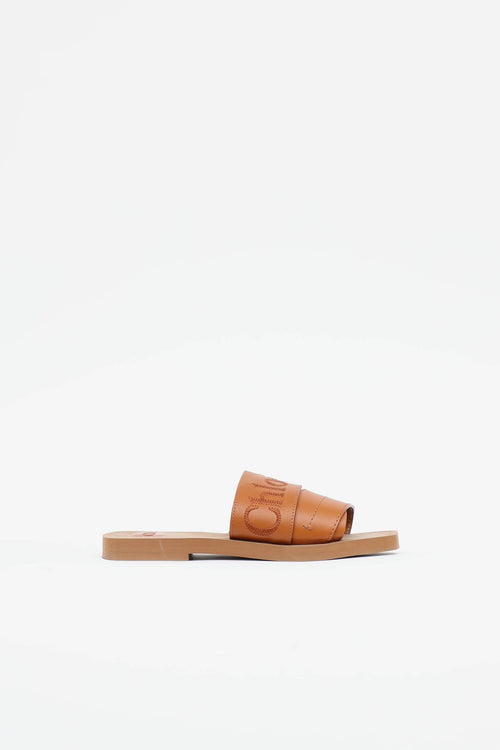 Chloé Woody Leather Logo Slide