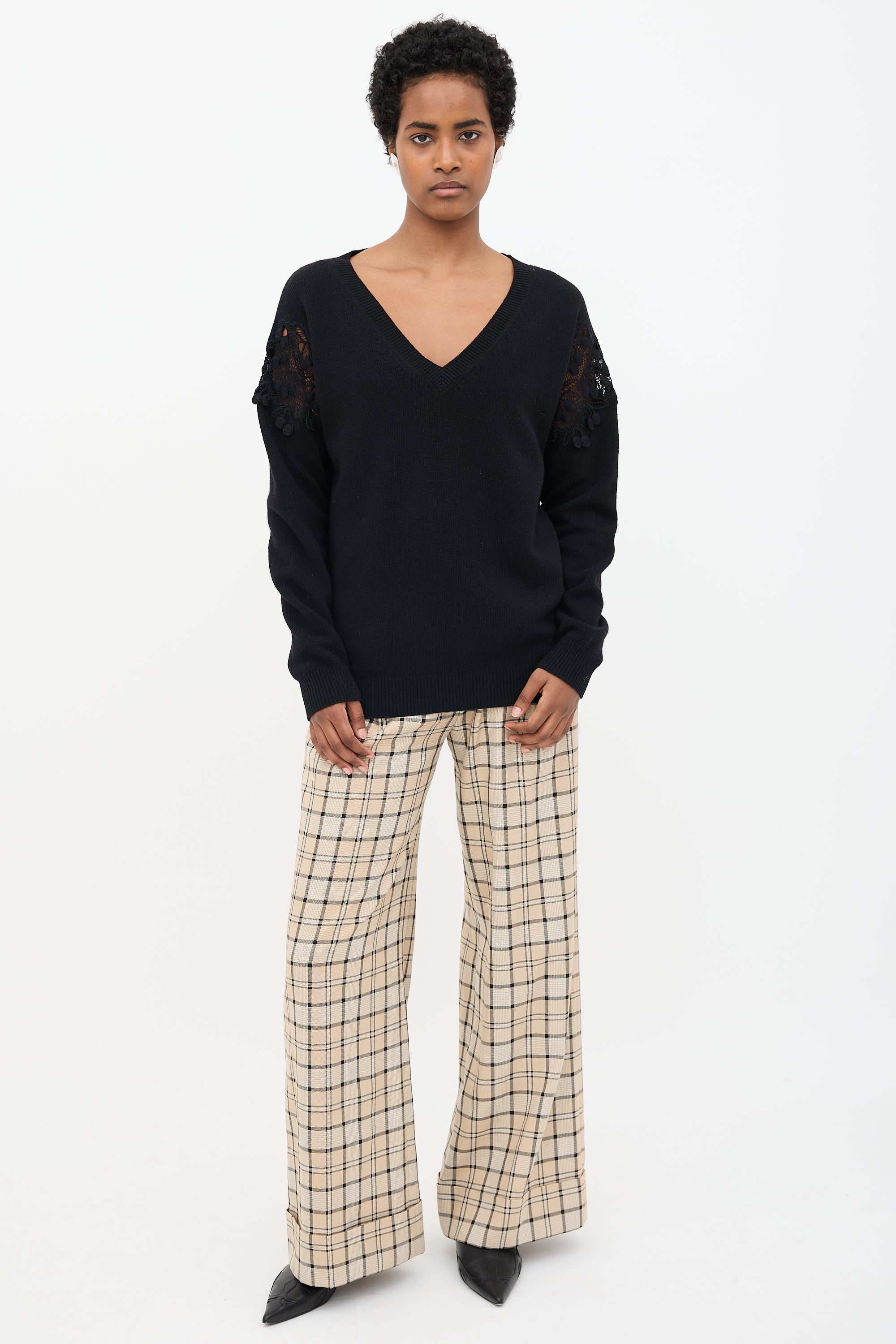 Chloé Wool Lace Panel Sweater