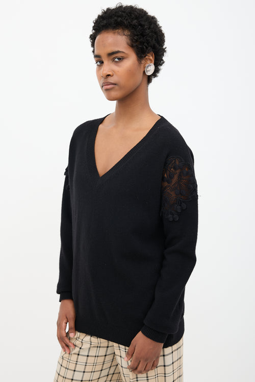 Chloé Wool Lace Panel Sweater