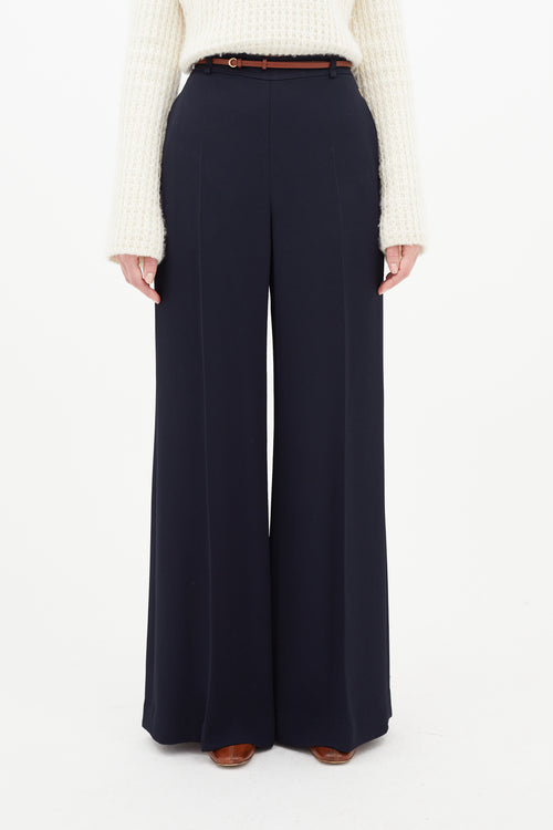 Chloé Navy & Brown Wide Leg Trouser