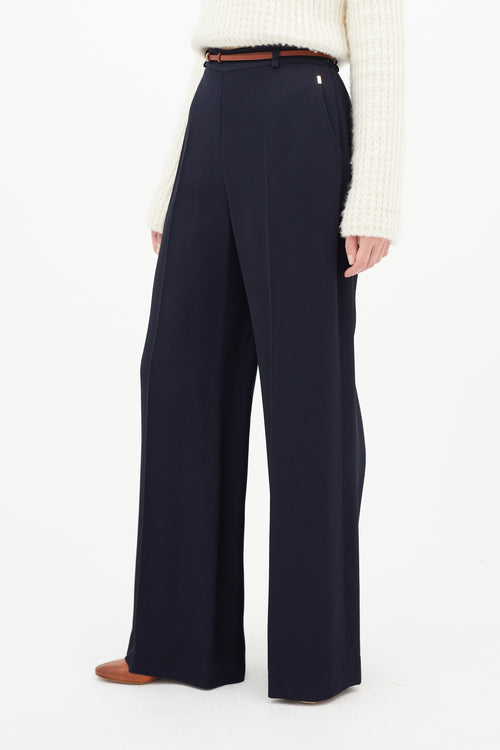 Chloé Navy & Brown Wide Leg Trouser