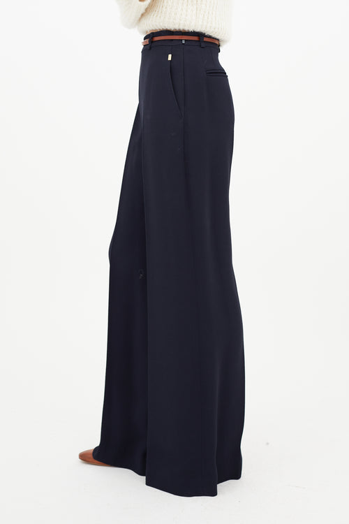 Chloé Navy & Brown Wide Leg Trouser