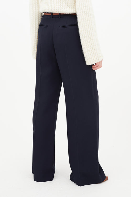 Chloé Navy & Brown Wide Leg Trouser