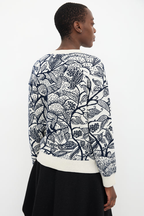 Christian Dior Cream & Navy Cashmere Print Sweater