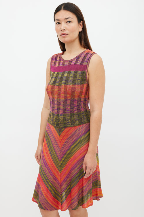 Christian Lacroix Purple & Multicolour Knit Midi Dress