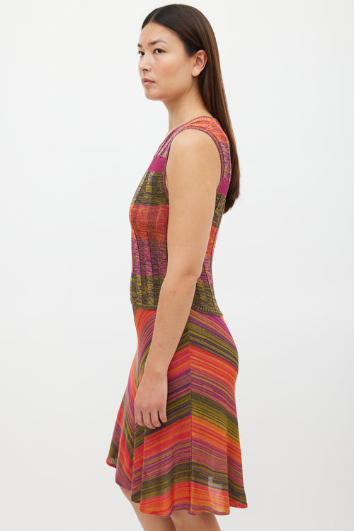 Christian Lacroix Purple & Multicolour Knit Midi Dress