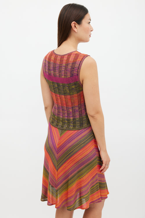 Christian Lacroix Purple & Multicolour Knit Midi Dress