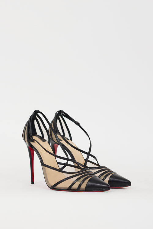 Christian Louboutin Black Leather & Mesh Theodorella Heel