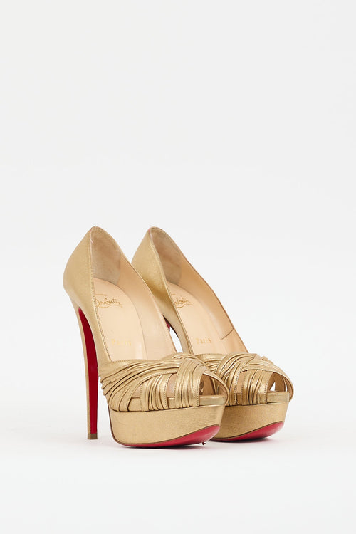 Christian Louboutin Gold Leather Aborina Pump