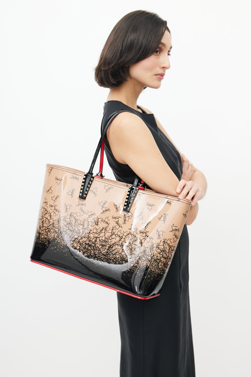 Christian Louboutin Pink & Black Cabata Patent Stud Logo Tote