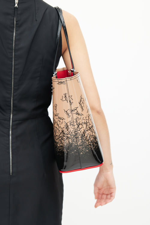 Christian Louboutin Pink & Black Cabata Patent Stud Logo Tote