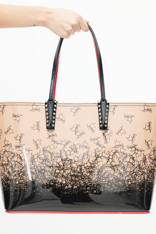 Christian Louboutin Pink & Black Cabata Patent Stud Logo Tote